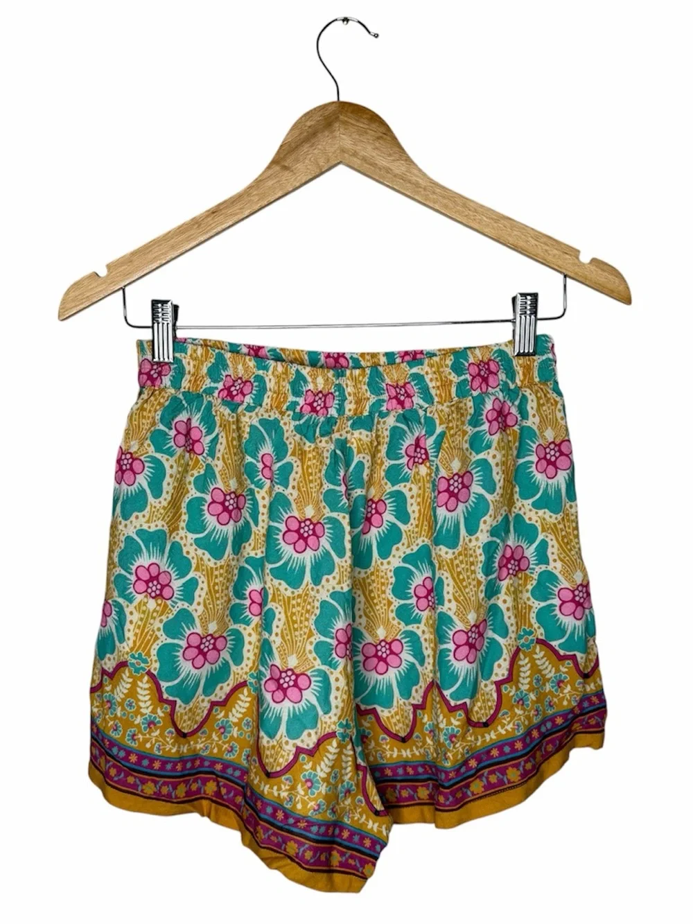 Natural Life Maribel Matching Top & Shorts Set Size Small/Medium Mustard Floral